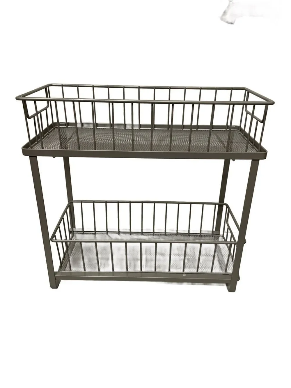 Brightroom Two-Tier Metal Storage Basket Shelf in Gray - Maximize Storage Space